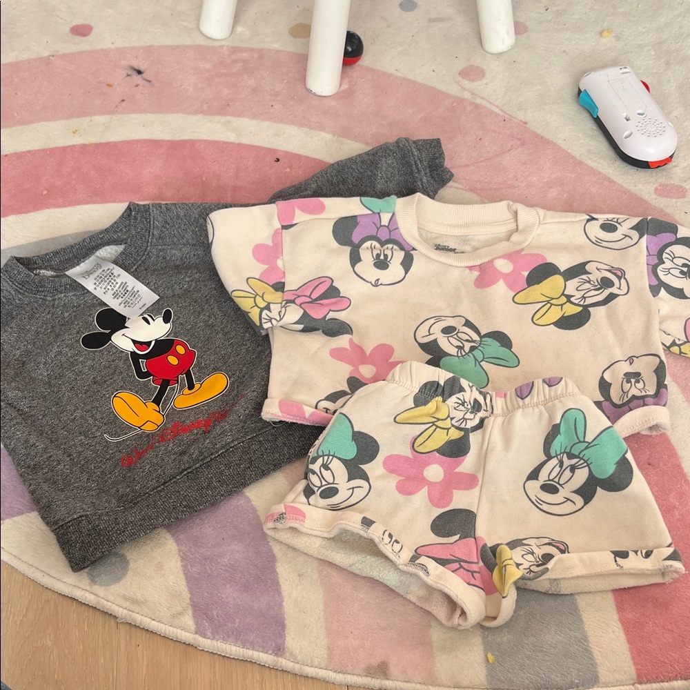 Disney Mickey and Minnie Gray and Cream Outfit Set